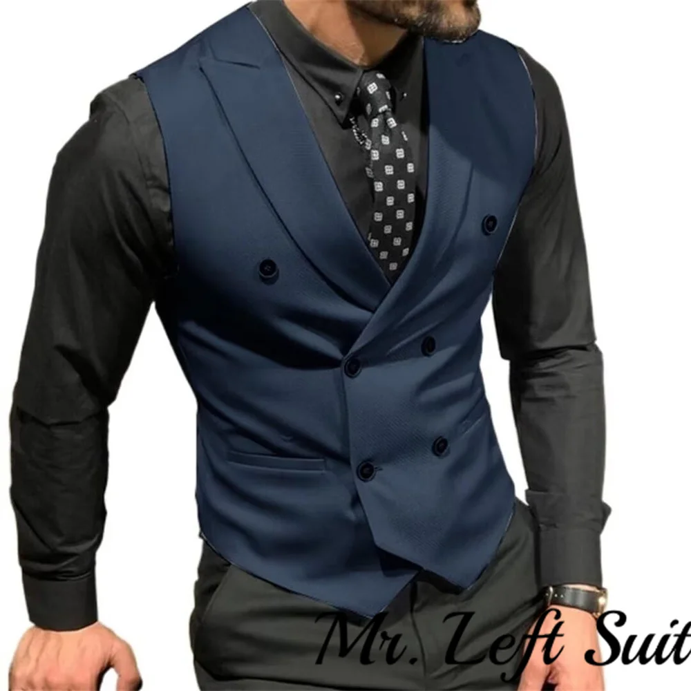 Men's Suit Vest Stylish Double Breasted Tuxedo Waistcoat Slim Fit Business Banquet Wedding Dress