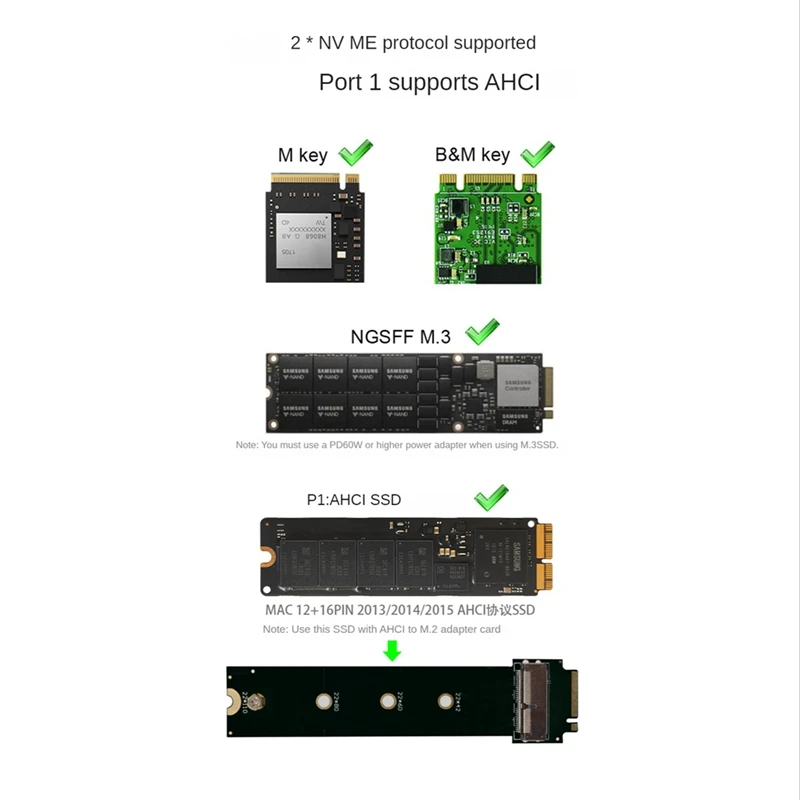 M.2 NVME SSD 클론 듀얼 베이 Nvme 도킹 스테이션, M2 SSD 및 M 키 SSD용 C 타입 외장 하드 디스크 박스, USB3.2 Gen2