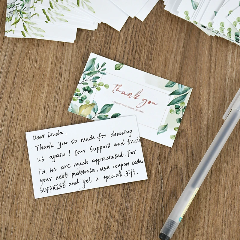 50PCS Thank You Cards Blank Greeting Cards Wedding Bridal Shower Birthday Favor Tags Eco-Friendly Small Business Supplies