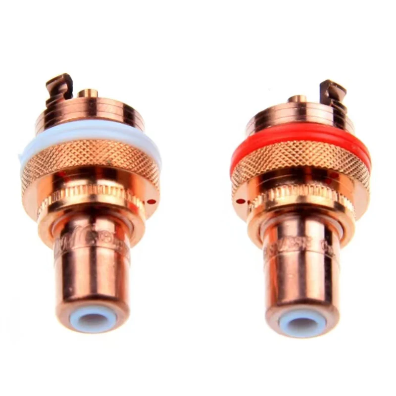 

2pcs CMC 805 Pure Red Copper Swiss Cu. RCA Jack Female Socket Connector for HiFi Audio Video TV CD AMP Panel Chassis Mount