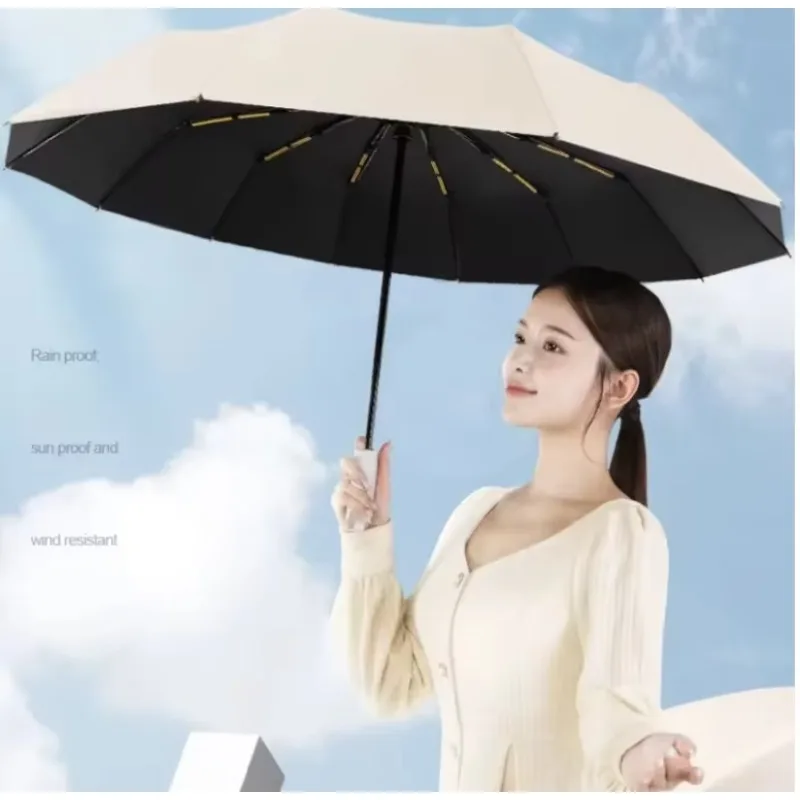Folding Umbrella 24 Bone Windproof anti-UV Fully Automatic Large Umbrella 3 Folding Ribs Double Umbrella Travel Rain Men Women Umbrellas UPF Gift