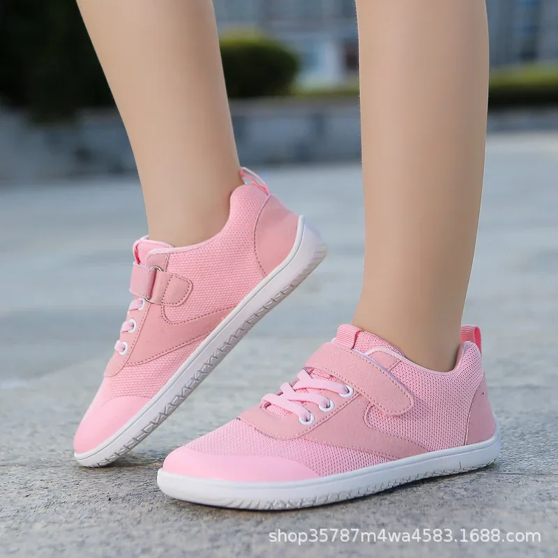 Kids Shoes Children's Wide Head Barefoot Comfortable Breathable Sports Shoes Simple Design Flat Footbed All-Season Running Shoes