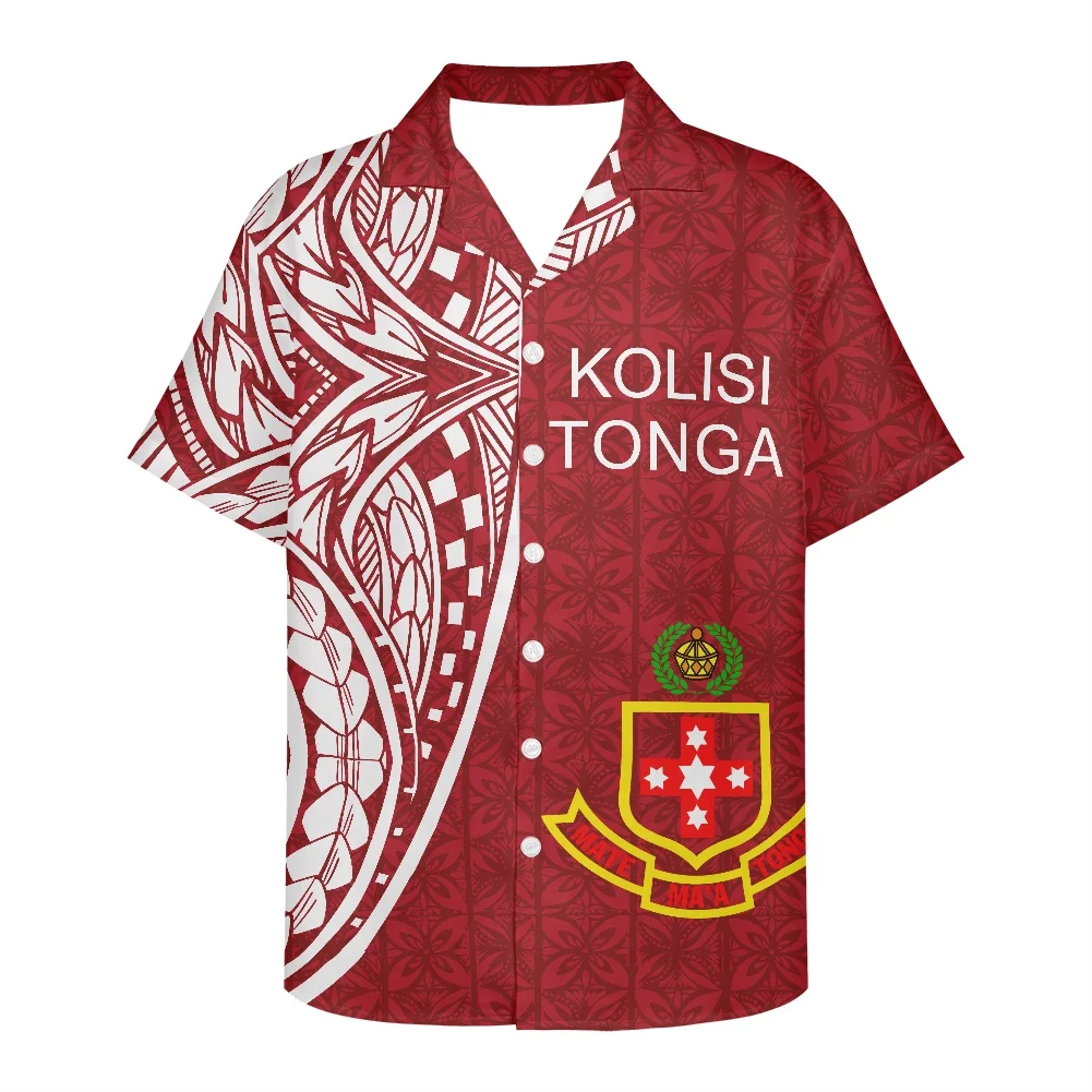 2022 Spring And Summer Clothes Short-Sleeved Men's Shirts Tonga Printing Polynesian Traditional  Red New Design Men's Shirts men s 3d graphic design features tonga hawaii samoa flag of the philippines bomber jacket full button jacket unisex jacket