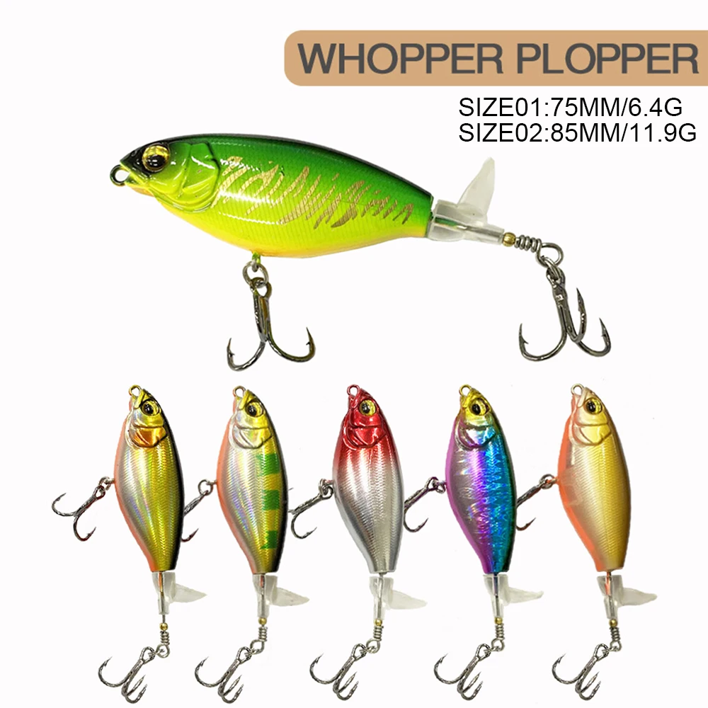

Рыболовная приманка 7,5 см/8,5 см, воблер Whopper Plopper, длинная плавающая вращающаяся приманка, искусственная жесткая приманка для форели, щуки, окуня