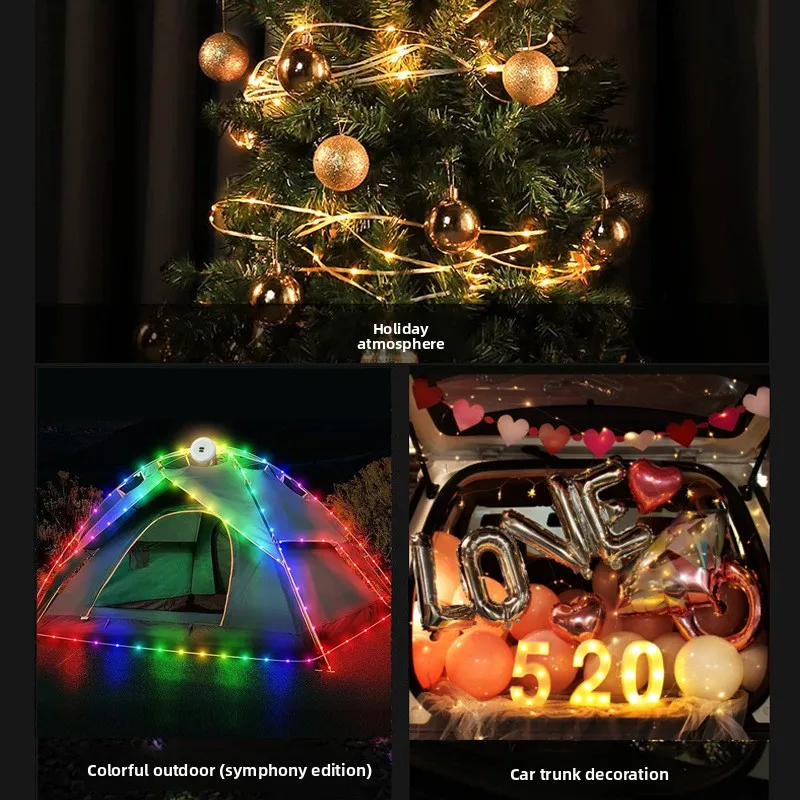 Outdoor camping tape measure light portable extendable LED light string camping tent atmosphere light canopy decor