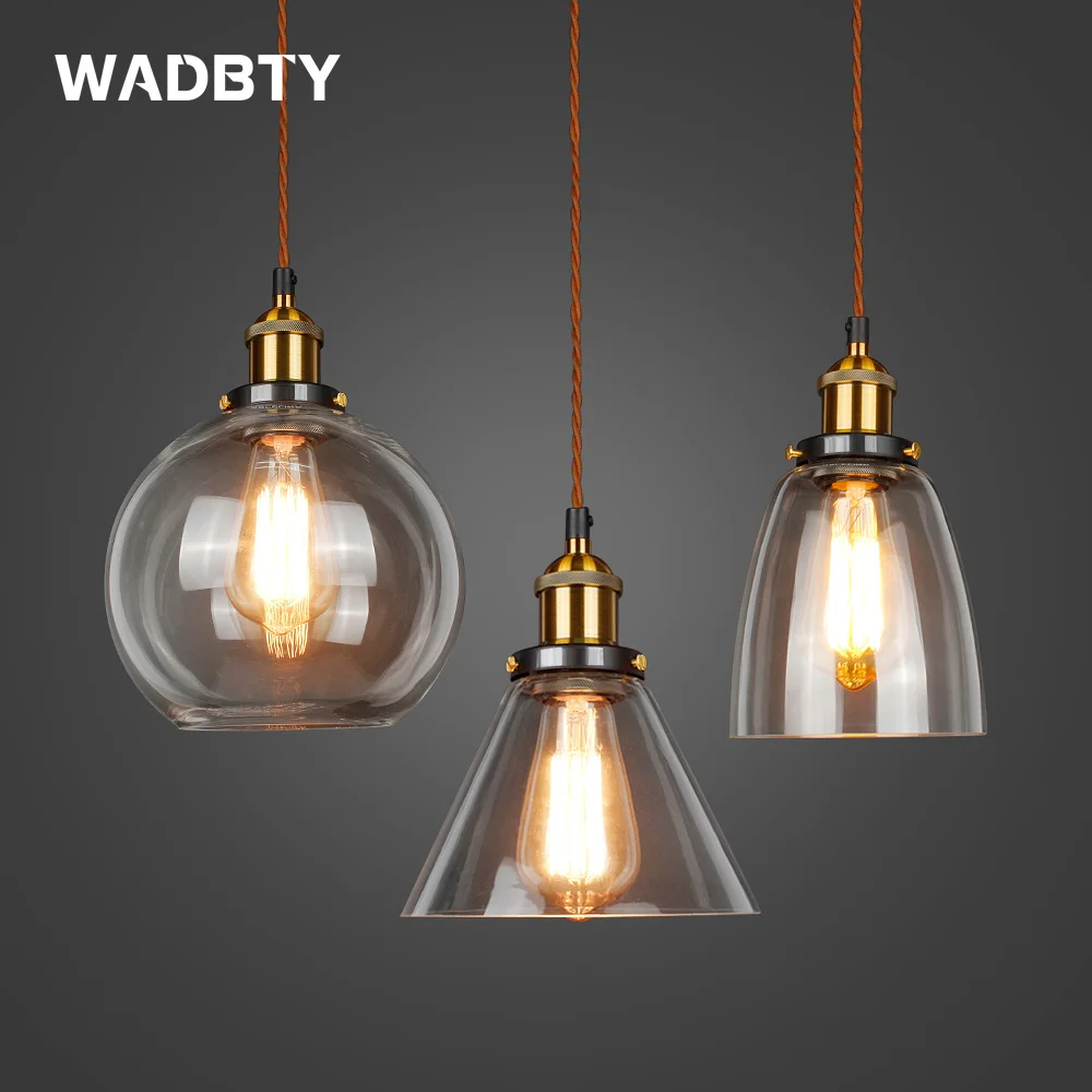 

Pendant Lamp Vintage Glass Lights Pendant American Amber E27 Light Bulb Decor Planetarium Lamp Dinning room Kitchen Home LED