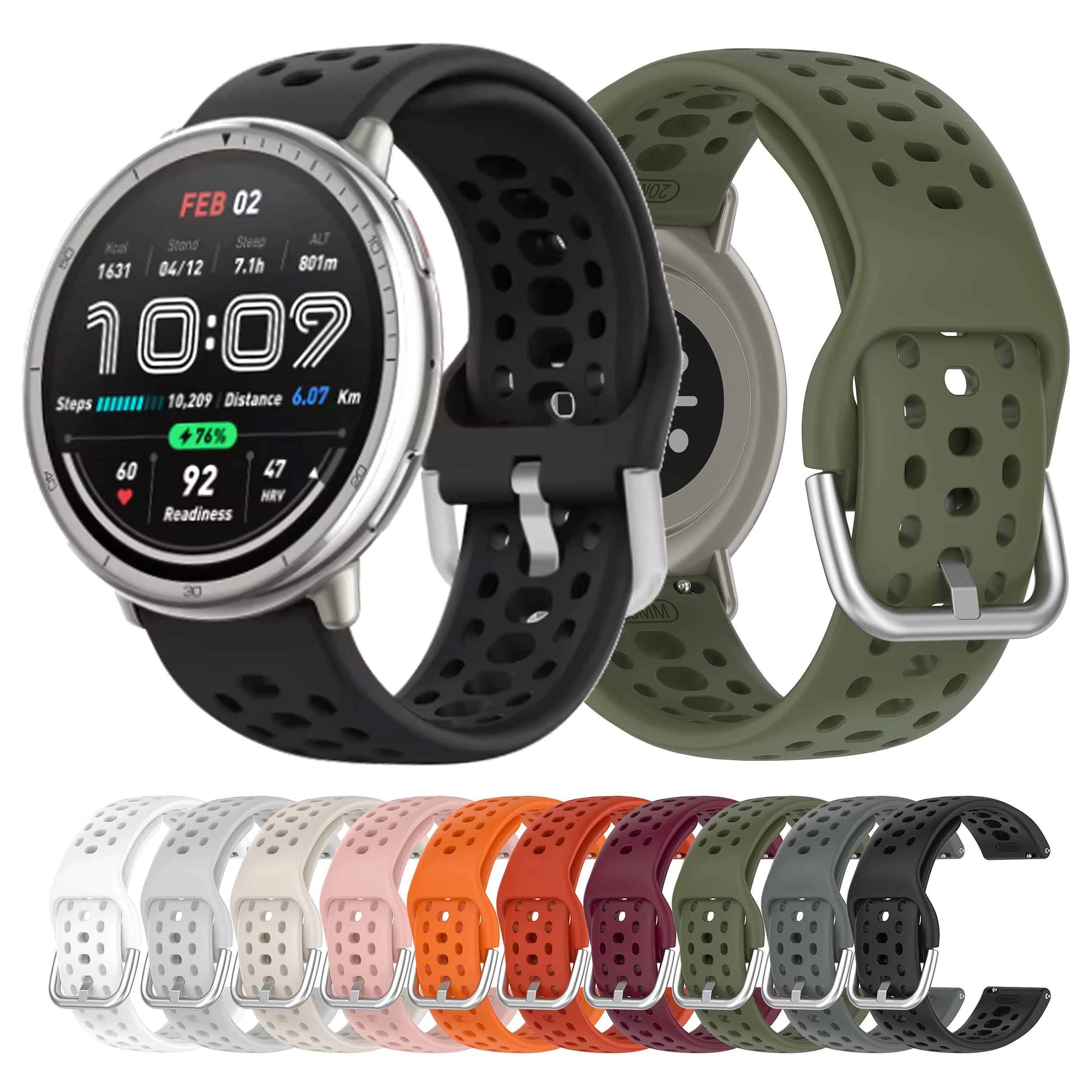 Breathable Silicone Replacement Watch Band - Square Bracelet Strap