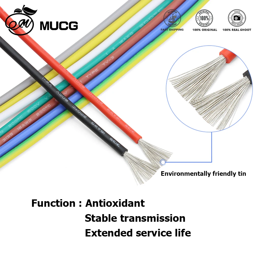 Multi-Color Flexible Silicone Electrical Wire Set - Stranded Tinned Copper, 5 Assorted Colors, Various Length Options