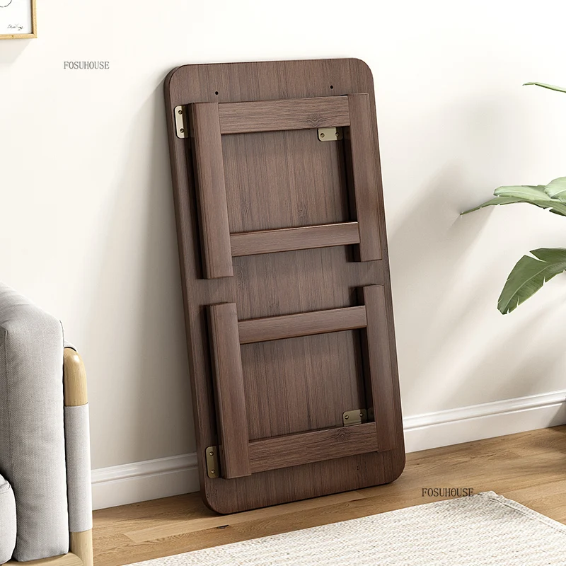 Modern Simple Foldable Coffee Tables for Living Room Creative Bamboo Small Tea Table Bedroom Furniture Bay Window Corner Table