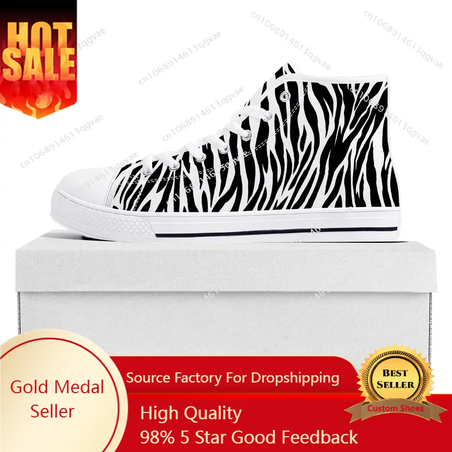 

Zebra Print 3D Fashion High Top High Quality Sneakers Mens Womens Teenager Canvas Sneaker Tide Printed Causal Couple Custom Shoe