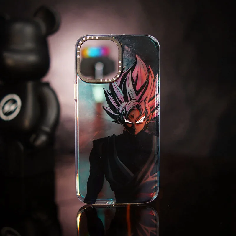 

Dragons Balls Gokus Roronoas Zoros laser gradient color cartoon Phone Cases For iPhone 15 14 13 12 11 Pro Max Back Cover