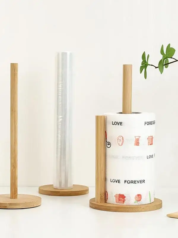 Kitchen Wooden Roll Paper Holder Paper Towel Holder Roll Towel Rack Wooden Dispenser Toilet Storage Tool paper towel holder toilet paper holder toilet roll holder