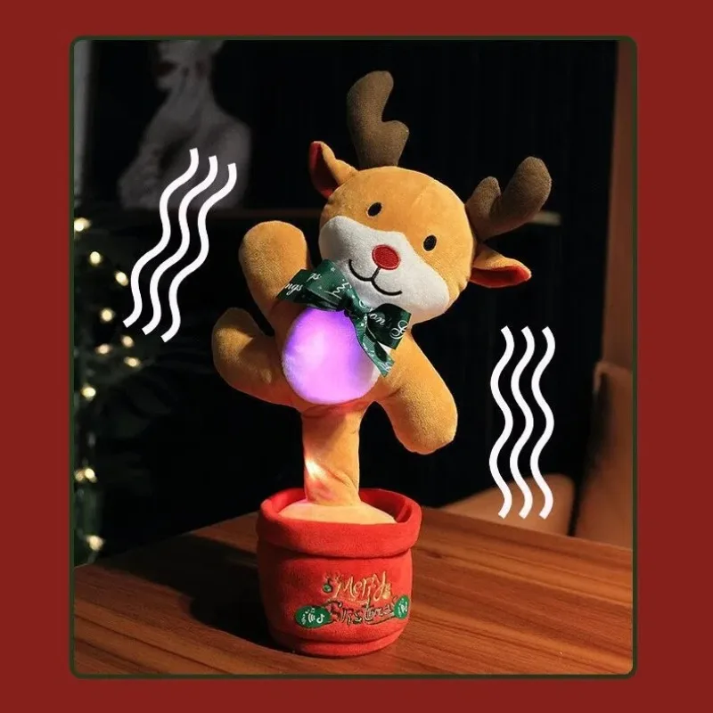 Dancing Elk Christmas Tree Talking Gingerbread Man Penguin Toys Singing Stuffed Animals Fun Christmas Party Decorations 4