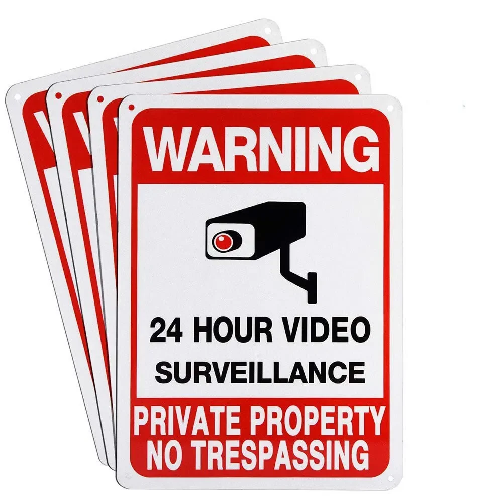 24-hour Private Property Trespassing Sign Video Surveillance Signs Outdoor Security Camera Sign Home CCTV