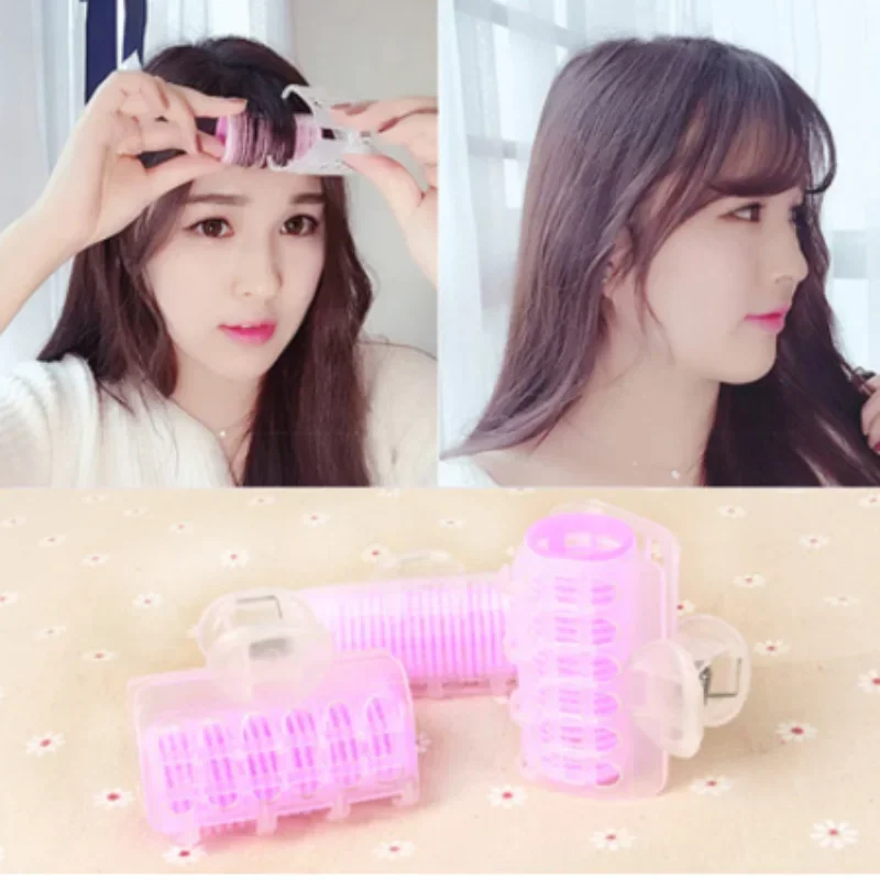 

3Pc Plastic Self-adhesive Hair Lazy Rollers Bang Roll Hair Curler Hair Curling Hairdressing Styling Tool for Women Pink Roller