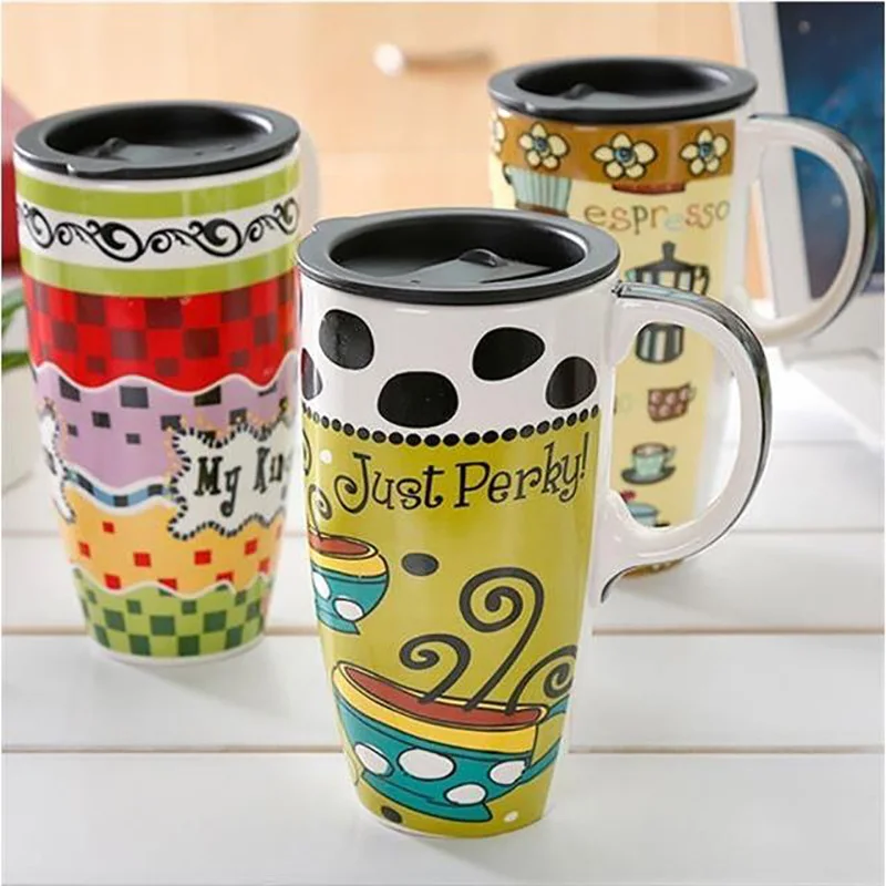 

550ml Ceramics Coffee Mug With Lid Ceramic Mugs Free Shipping Thermo Coffee Cup to Carry Kawaii Cups Personalized Gift Drinkware