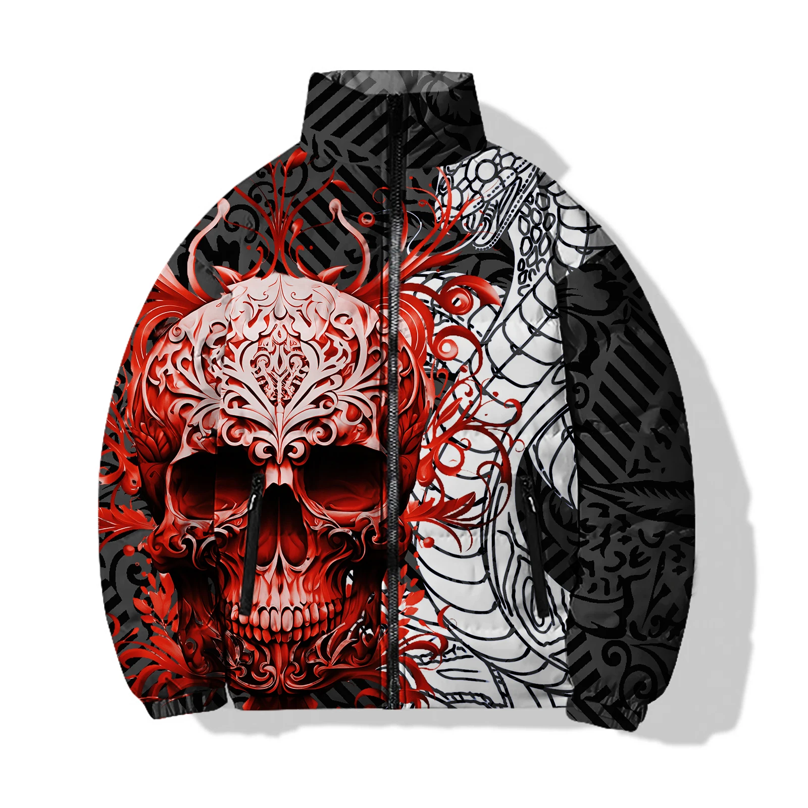 thumbnail image 1 of Chaquetas de invierno para hombre con diseño de esqueleto, modernas y cálidas con estampado 3D, nuevas |-f-| Chaquetas de plumas para hombre 2024, moda genial, nuevas en parkas de hueso, 1 of 5