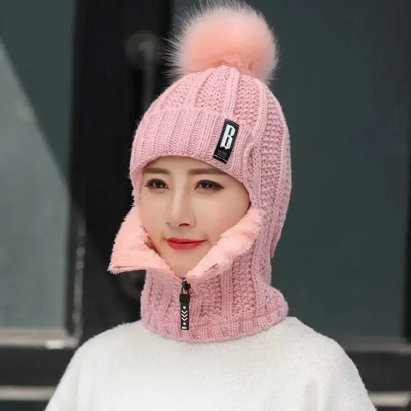 여성용 열 방풍 모자, 울 모자, 스키 스트리트 캡, 가을 겨울 패션, 니트 비니