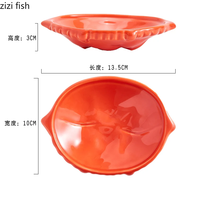 Creative Crab Shell Shaped Ceramic Dessert Dish Sushi Plate Appetizer Plate Molecular Cuisine Display Plates Specialty Tableware