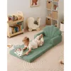 Kids Couch, 2-in-1 Soft Toddler Couch Fold Out, Toddler Chair Comfy, Convertible Sofa to Lounger with Cute Shell Designs, Green 1