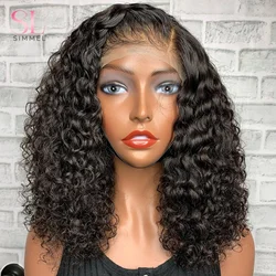 Short Curly Human Hair Wigs Deep Wave Bob Wig Lace Front Human Hair Wigs for Women Hd Transparent Lace Frontal Wig Side Part Wig