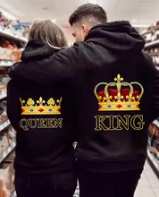 

2022 Fashion Lover Couple Sportwear Set Crown KING QUEEN Print Hooded Clothes Couples Matching Hoodie Plus Size Hoodies Women