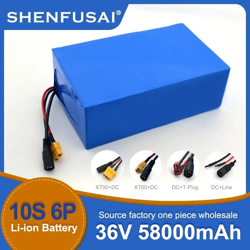 

18650 36v 58000mah 10s6p Rechargeable Lithium Battery DC + charger for electric motorcycles, bicycles