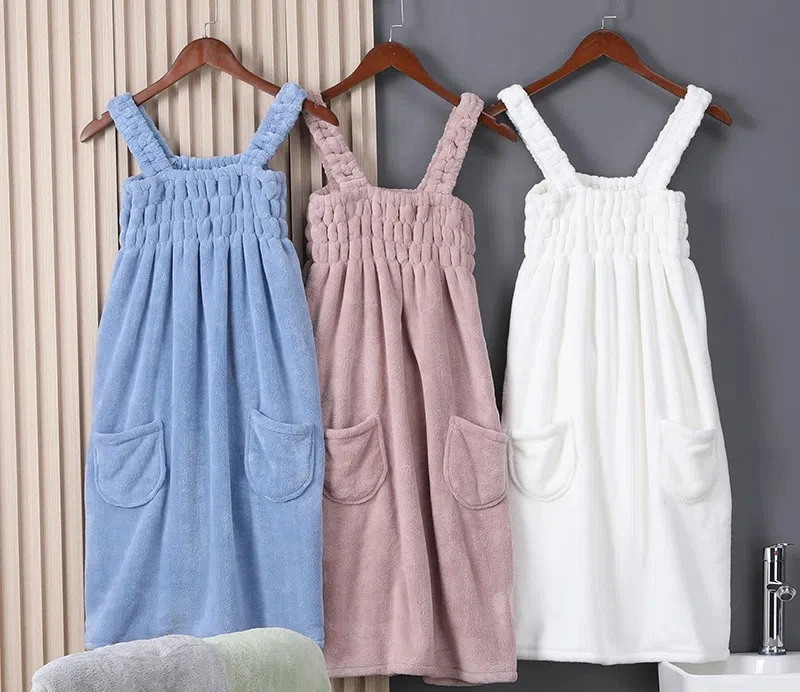 Women Wearable Bath Towel Wearable Towels Coral Fleece Women's Bath Skirt Absorbent Bath Skirt Shower Sauna Wear Towel Bathroom