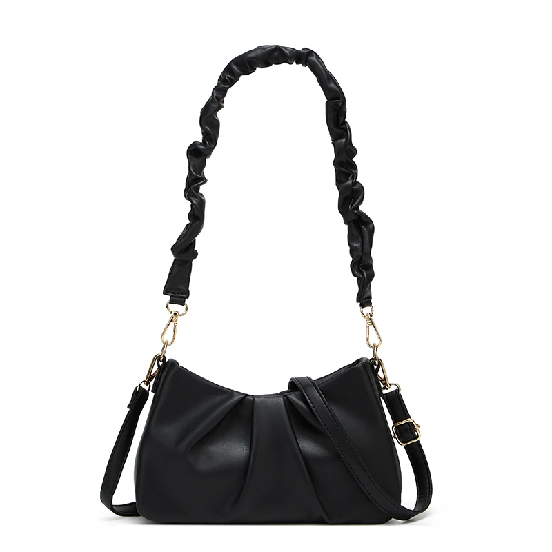 NewFashionNicheDesignPleatedSolidColorVersatileMinimalistWomen