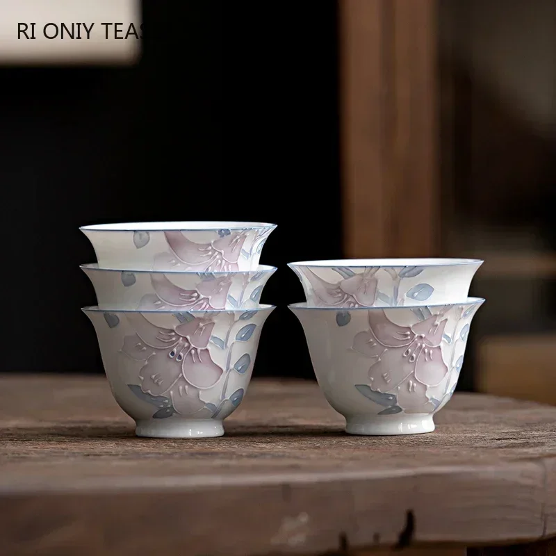 الصينية الراقية رسمت باليد السيراميك فنجان ثلاثي ا...