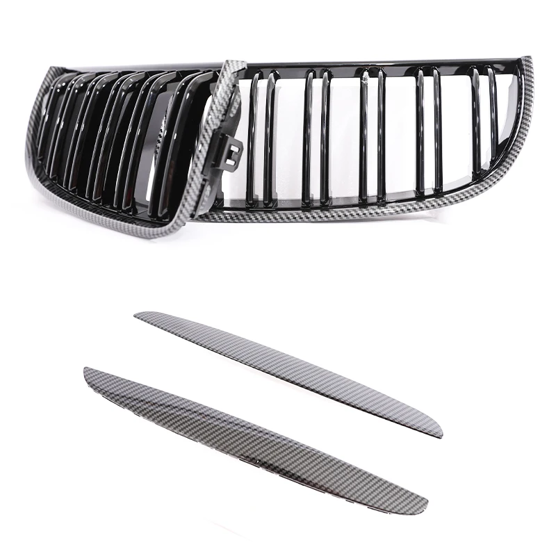 Sleek Carbon Fiber M Color Kidney Front Grill with Chrome Gloss and Matte Black Finish