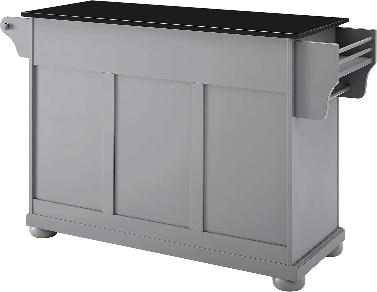 Alexandria Kitchen Island with Solid Black Granite Top, Vintage Grey