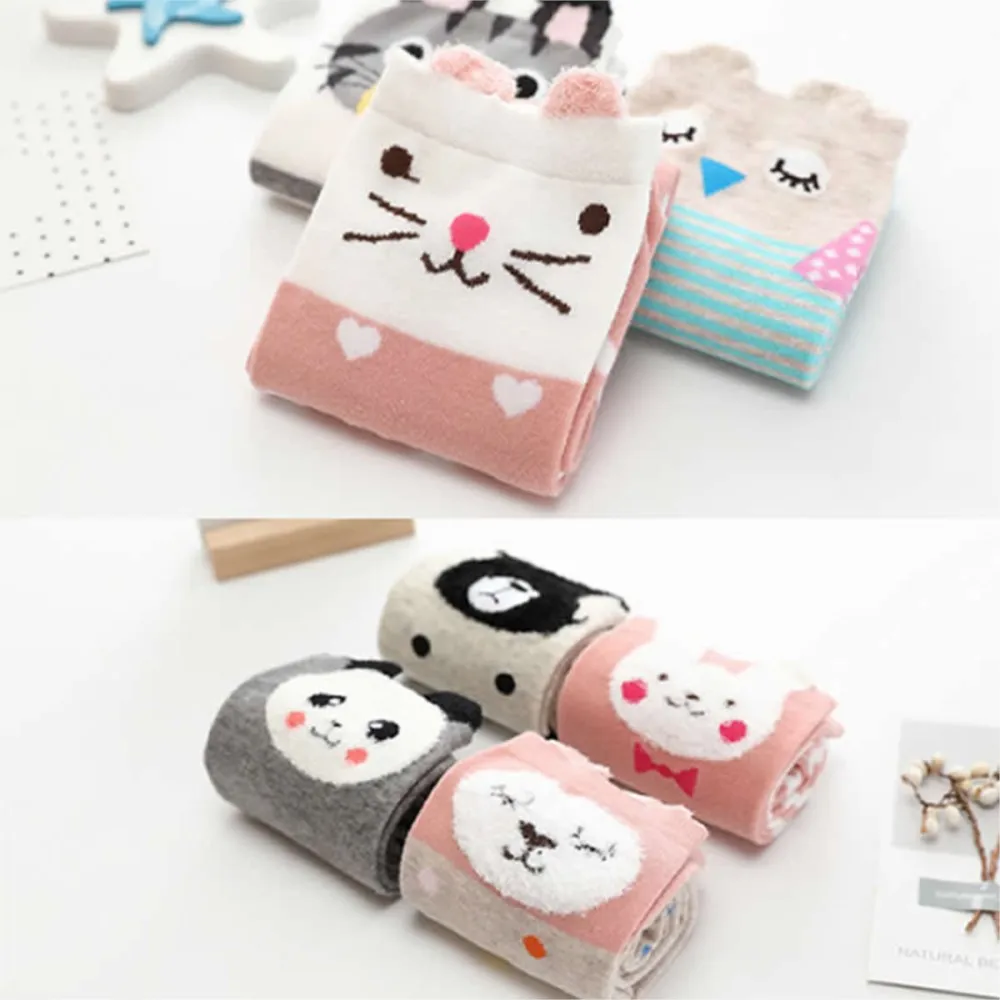 girl socks cartoon owl dog print children heaps socks half cylinder boy knee-high kids knee above cotton sock kids socks