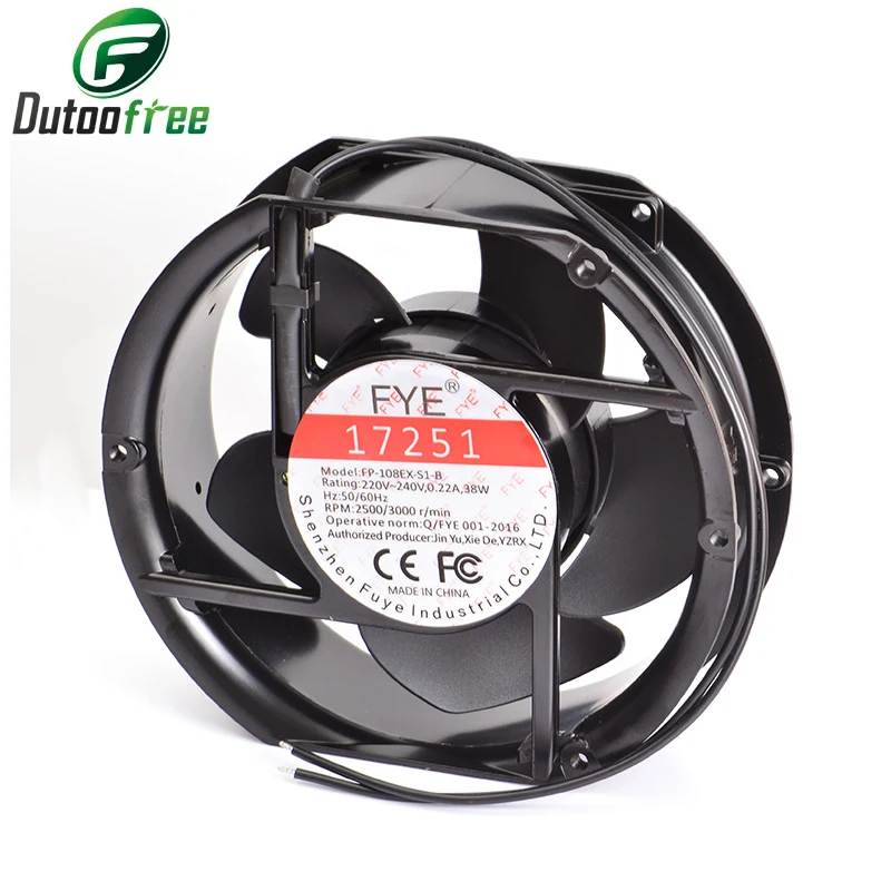 Brand New Fan 17250 17251 AC 220V 50/60Hz Elliptical Double Ball FP-108EX-S1-B Axial Cooling Fan 38W Pure Copper Wire
