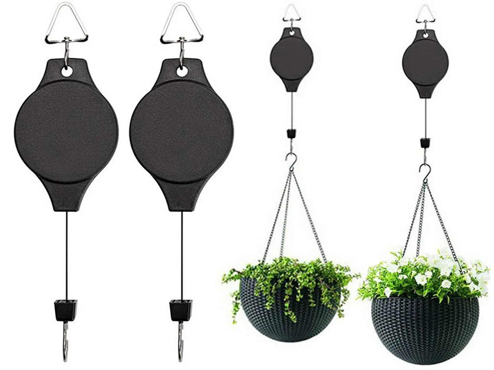RetractablePulleyHangingBasketPullDownHangerGardenBasketsPlant