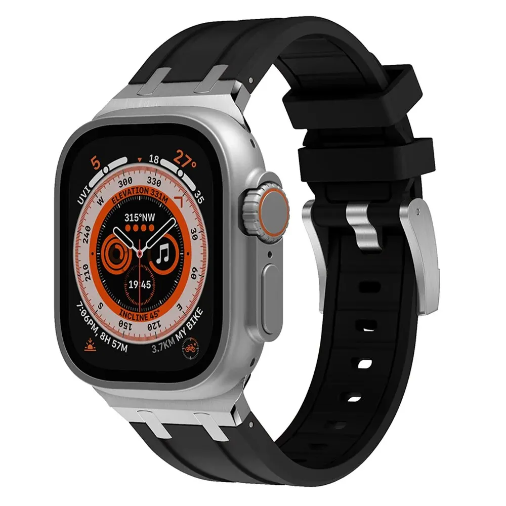 Titanium Metal Head Silicone Band with Rubber Strap