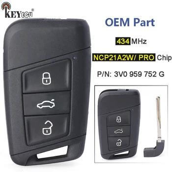 Keyforkess 434MHz NCP21A2W/HITAG PRO Chip 3 v0 959 752 G parti OEM Keyless-go portachiavi remoto per Skoda Superb Facelift