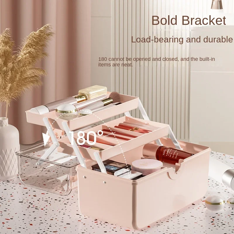 Makeup Storage Pink Tackle Box for Women with Handle Cosmetic