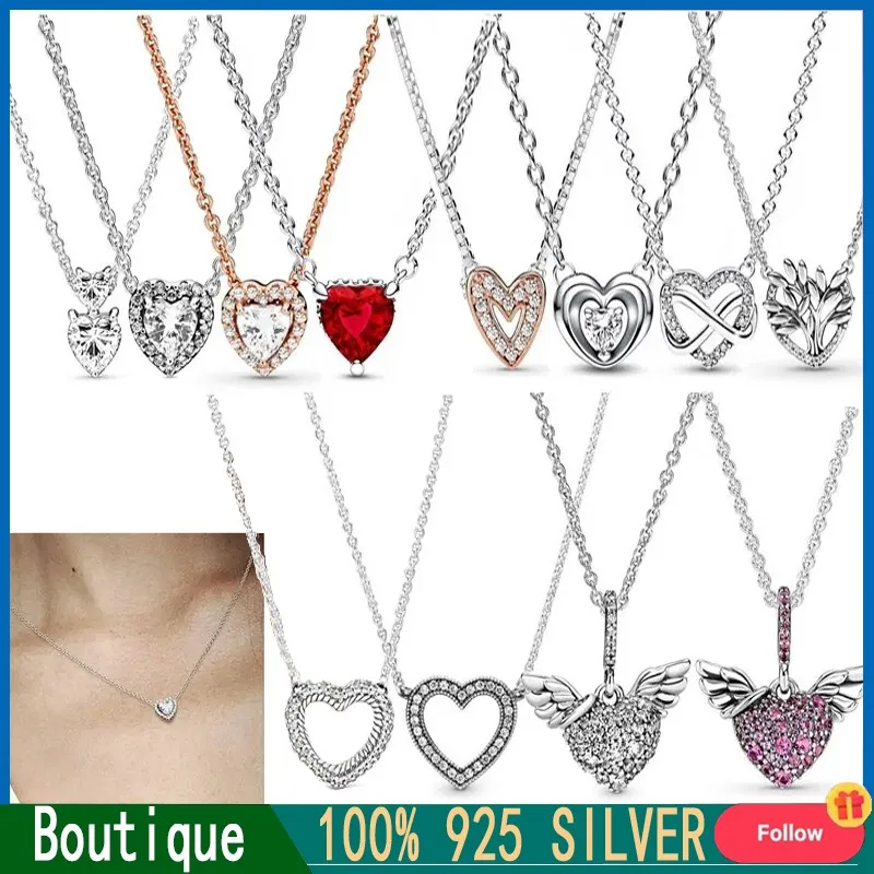 

New Women's Necklace Pav é Set Angel Wings Love Necklace% 925 Sterling Silver DIY Charming Jewelry Fashion Light Luxury