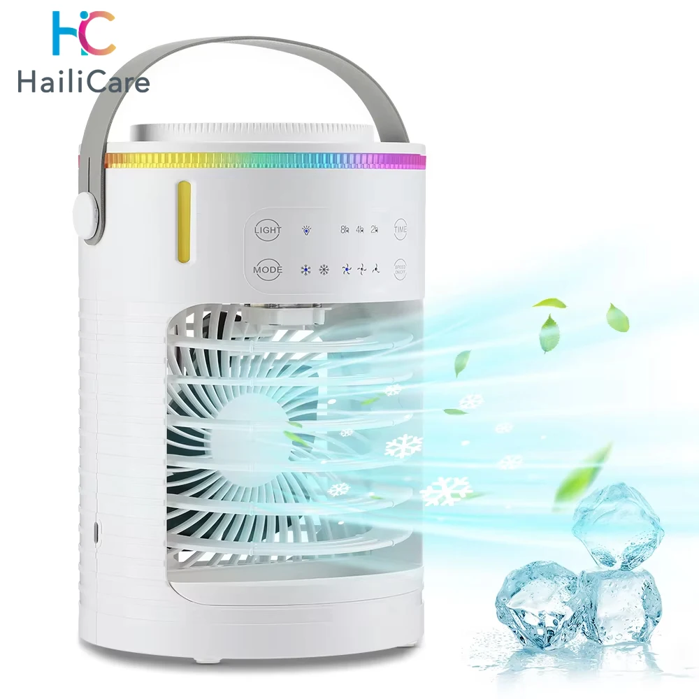 Air Conditioner Cooling Spray Fan Air Conditioner with Water Ice Evaporative Humidifier Quiet Air Cooler with Colorful Light 1