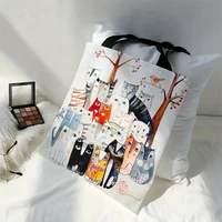 Summer Travel Beach Shoulder Bag, Reusable Grocery Shopping Bag, Many Cats Painting Tote Bag 1