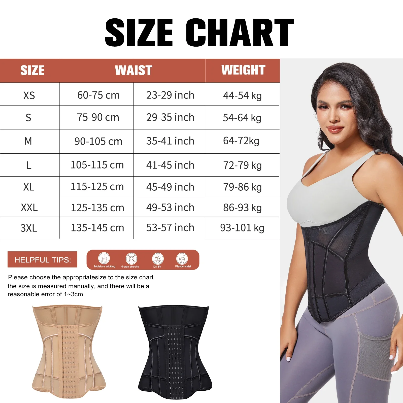 Description Picture 2 of itemMiiOW Waist Trainer Corset Women Binders Shapers Tummy Wrap Body Shapewear Slimming Belt Flat Belly Workout Women Shaper Girdle