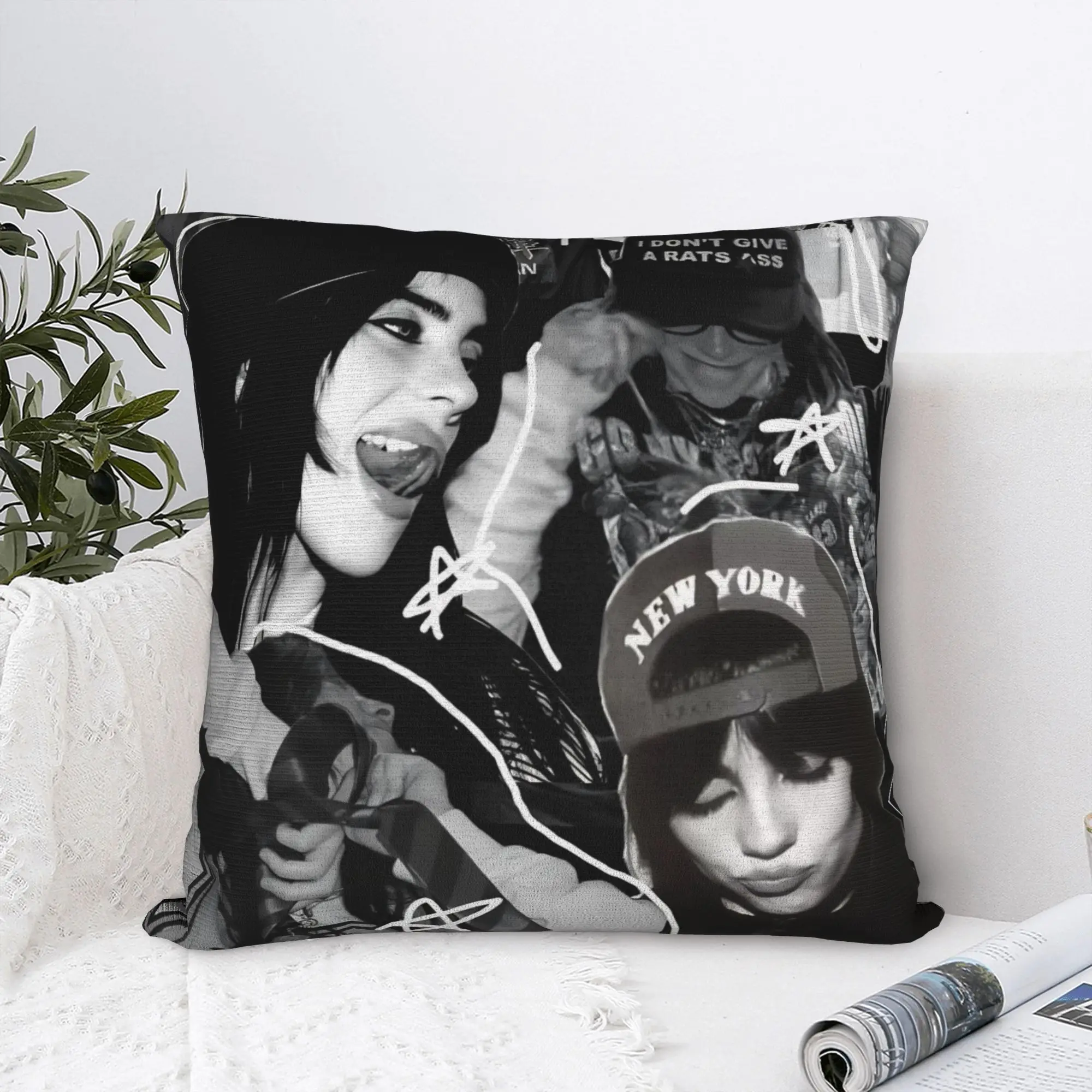 Pillow Case Rapper American Singer B-Billie E-Eilish Square Pillow Case Polyester Cushions ...