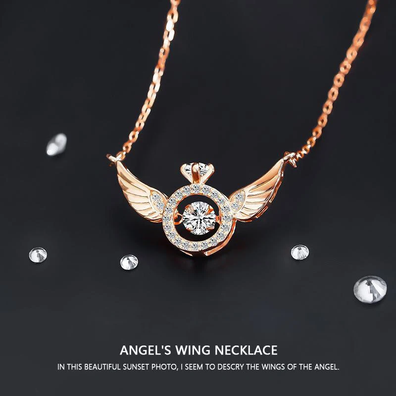 Angel Wings Women's Necklace Fashion Design Simple Flying Wing Zircon Smart Inlaid Metal-plated Clavicle Pendant Necklace