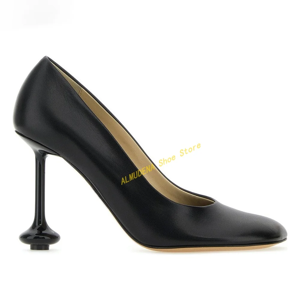 

Женские кожаные туфли-лодочки на шпильке, модельные классические туфли на высоком тонком каблуке с квадратным носком, весна-осень 2024