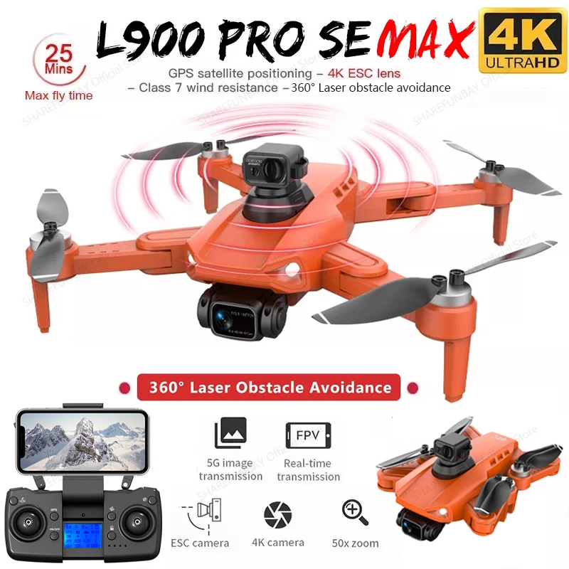 L900 Pro Se Max Gps Drone 4k Professional Dual Hd Camera 5g Fpv 360