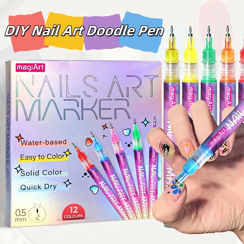 Custom Needle Tube Nail Art Pens - Hand-Drawn Outline & Acrylic Paint Set