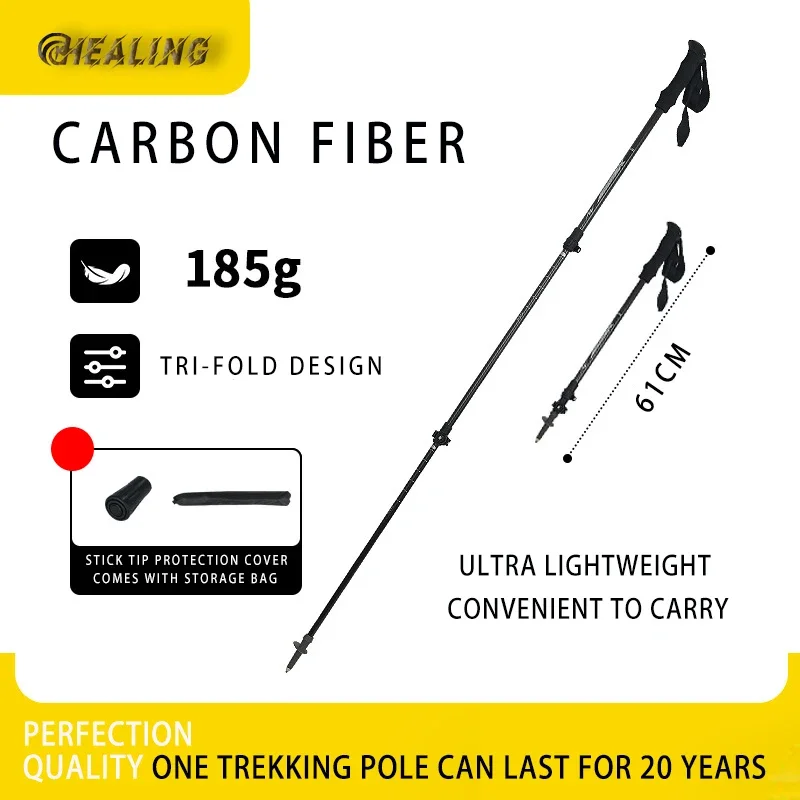2Pcs Outdoor Folding Ultralight Trekking Poles Walking Sticks Hiking Canes Walking Pole 3-Section Sticks trekking