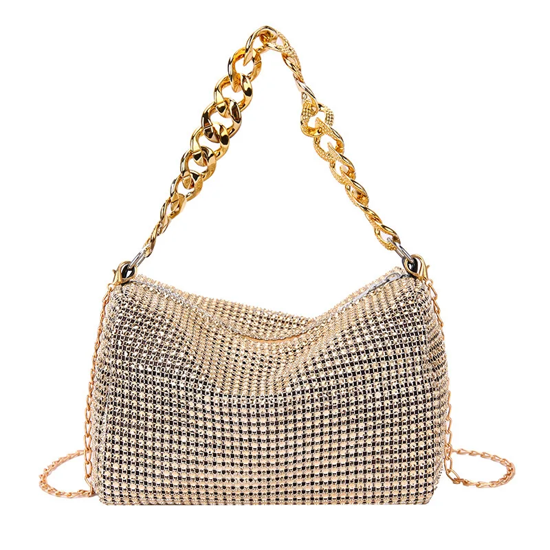 Luxury Designer Shiny Shoulder Bag Shining Evening Clutches Handbag Party Purses Gold Silver 2023 New Women's Bag
