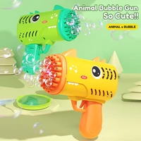 35 hole children's handheld bubble blowing toy dinosaur cartoon electric bubble machine Gatling without battery and bubble water 6